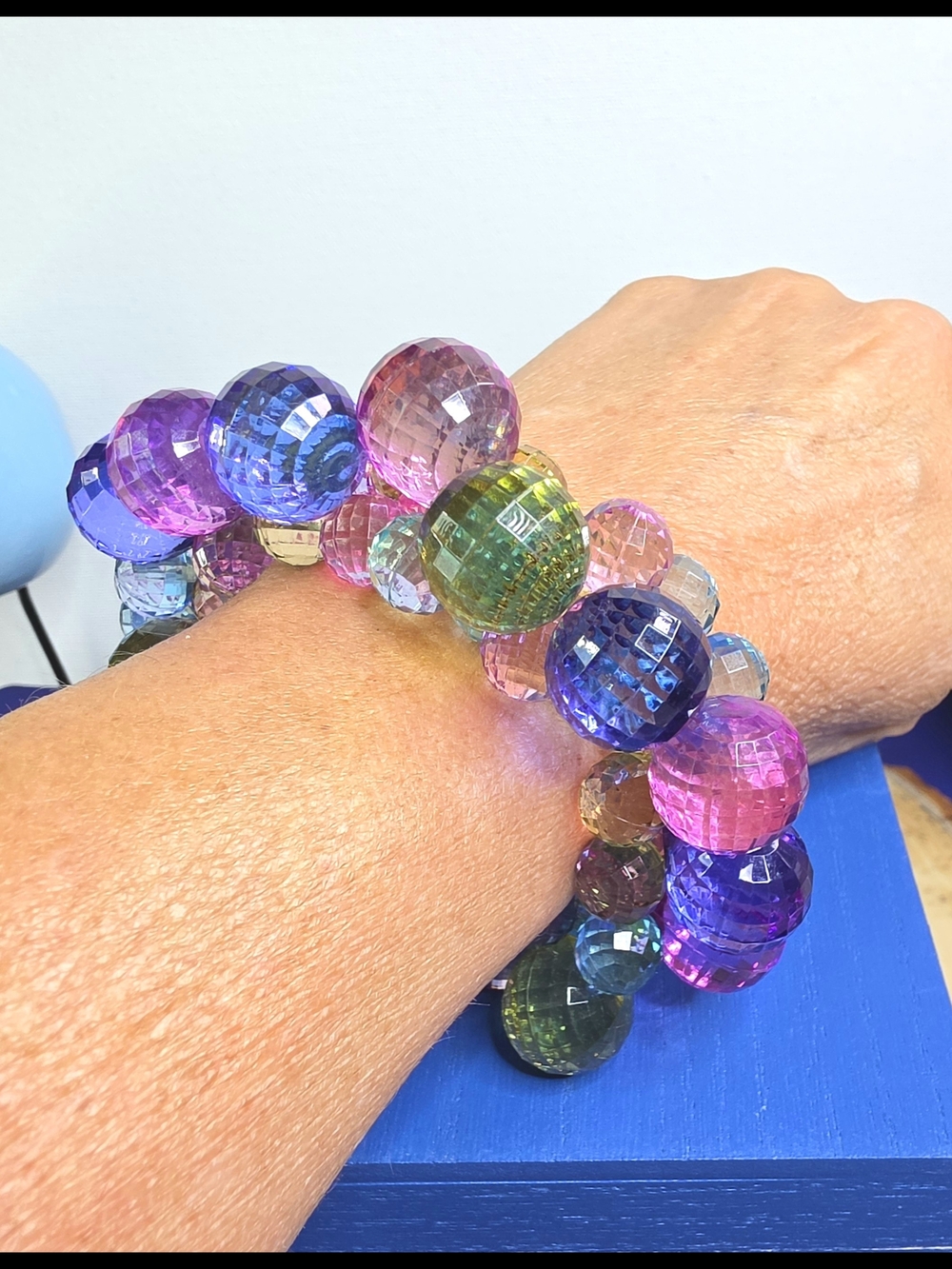 Multicolor Faceted Bead Stretch Bracelet